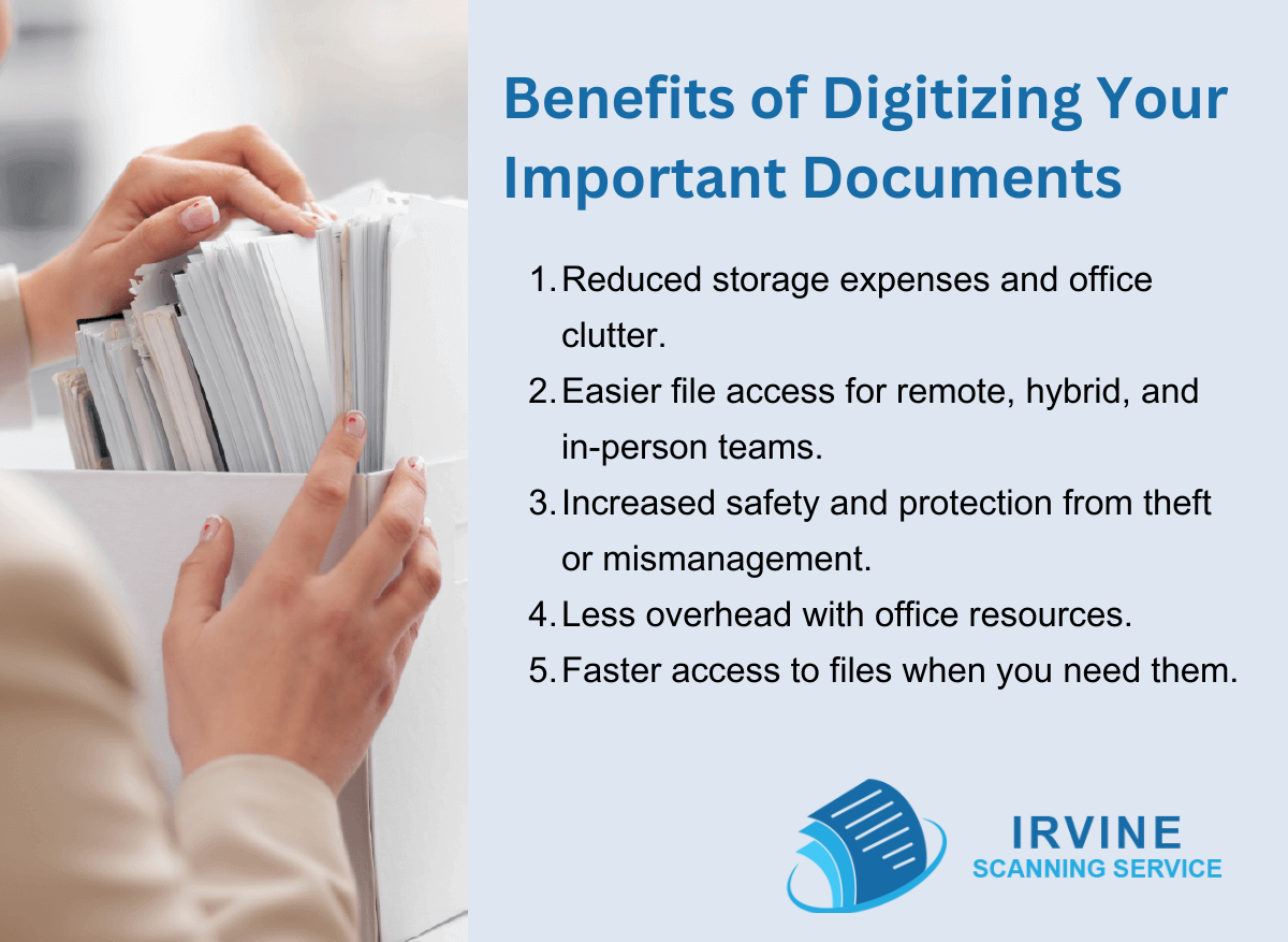 Irvine Document Scanning and the benefits of digitizing your documents